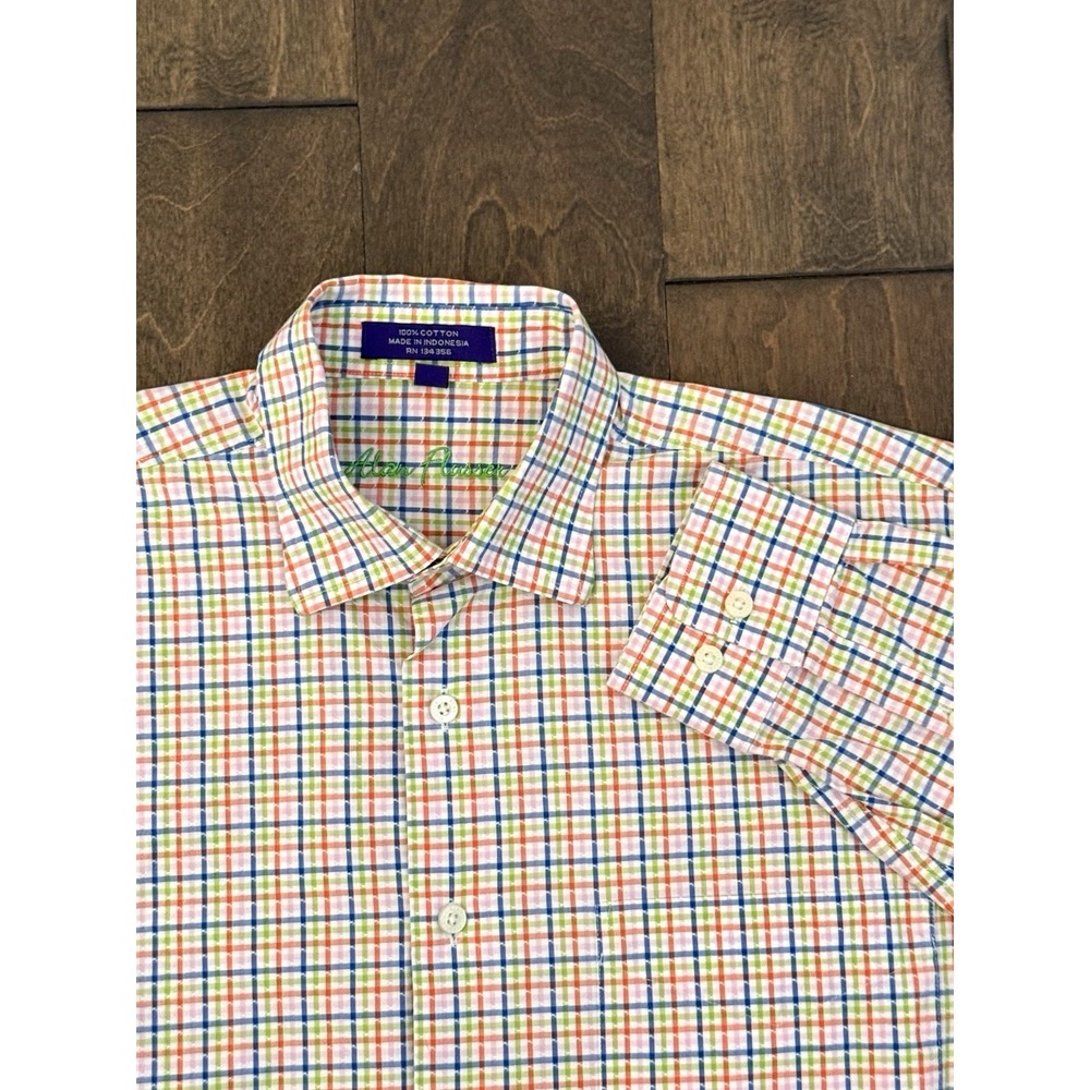 Alan Flusser Mens Multicolor Striped Plaid Button Down Shirt Size S Long Sleeve